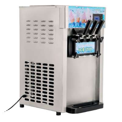 Frozen Yogurt Ice Cream Maker with LCD Display Mix 3 Flavors 110V Commercial Soft Serve Ice Cream Machine