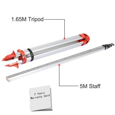 Brand New 1.65M Aluminum Tripod+5M 5 Section Dumpy Laser Level Staff for Rotary Laser