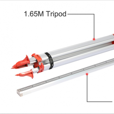 1.65M Aluminum Tripod + 5M 5 Section Dumpy Laser Level Staff for Rotary Laser Level